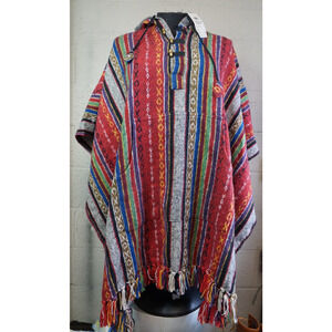 Unisex Hooded Poncho 100% Cotton Made In Nepal One Size